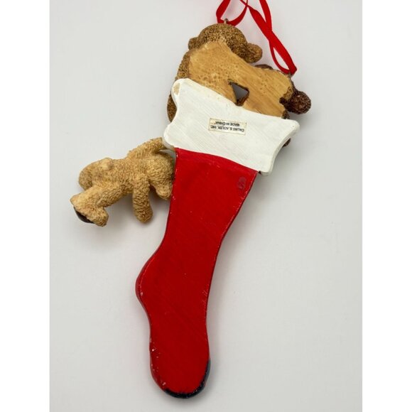 Vintage Kurt S Adler Holly Bearies Christmas Stocking Tree Ornament Teddy Bears - Picture 2 of 7